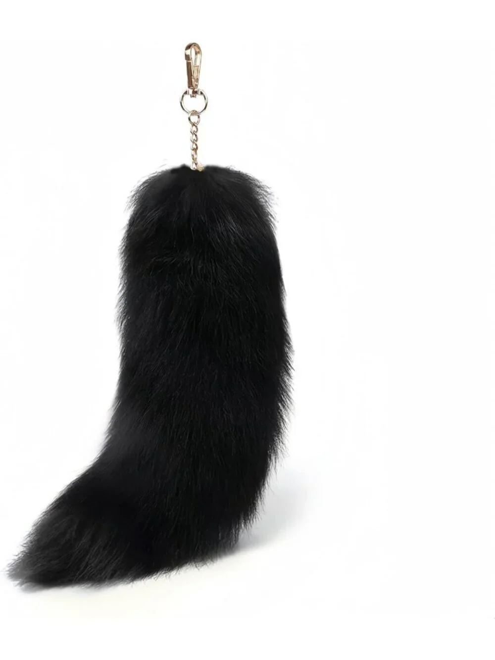 Women's Black Pendant Cosplay Costume Halloween Furry Tails Keychain Handbag